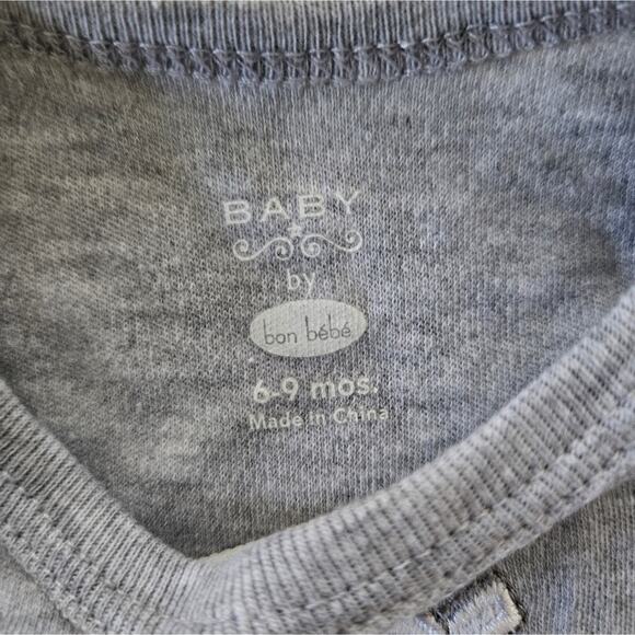 Baby by bon bebe "I love my mummy" grey longsleeve outfit with snaps size 6-9mos - Picture 5 of 6